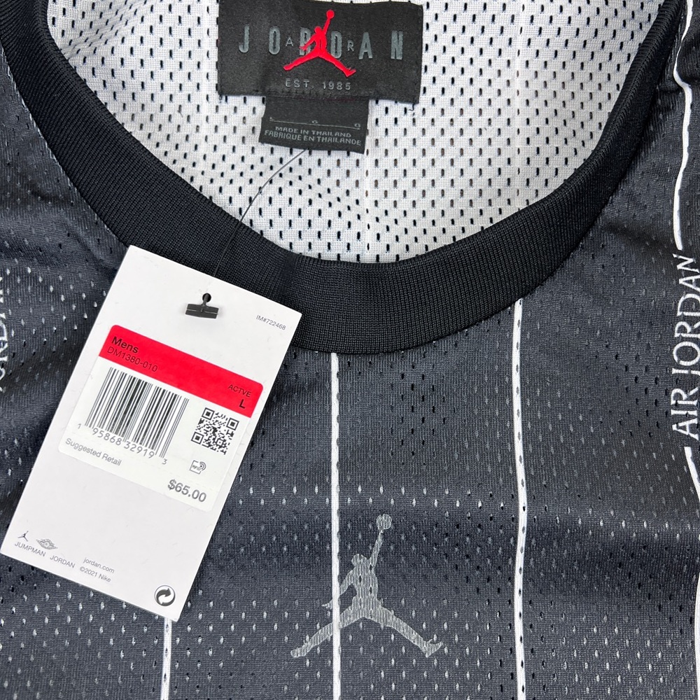 NIKE JORDAN ESSENTIALS AOP TANK JERSEY SHIRT MENS BLACK NEW DM1380-010 - Picture 3 of 7